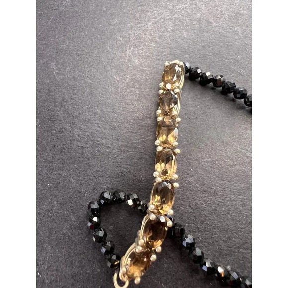 Smoky quartz and black spinel bracelet with sterling clasp - Picture 11 of 11